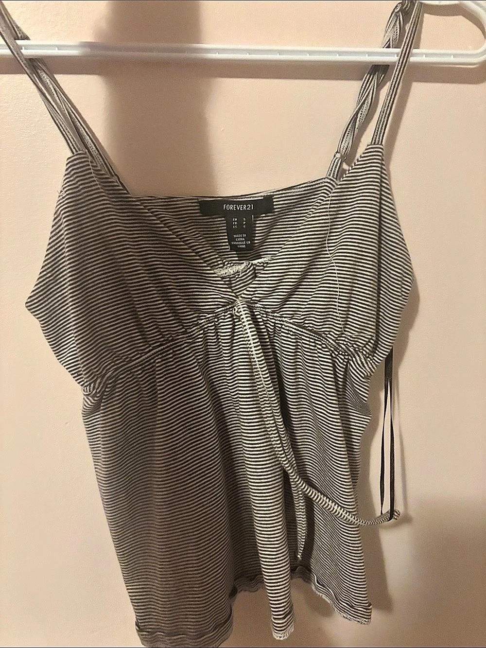 FOREVER 21 Striped Draped Tank Top in Gray & White Size Small Like New
